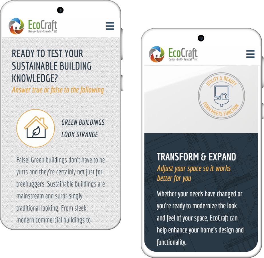 Portfolio Ecocraft website design mobile