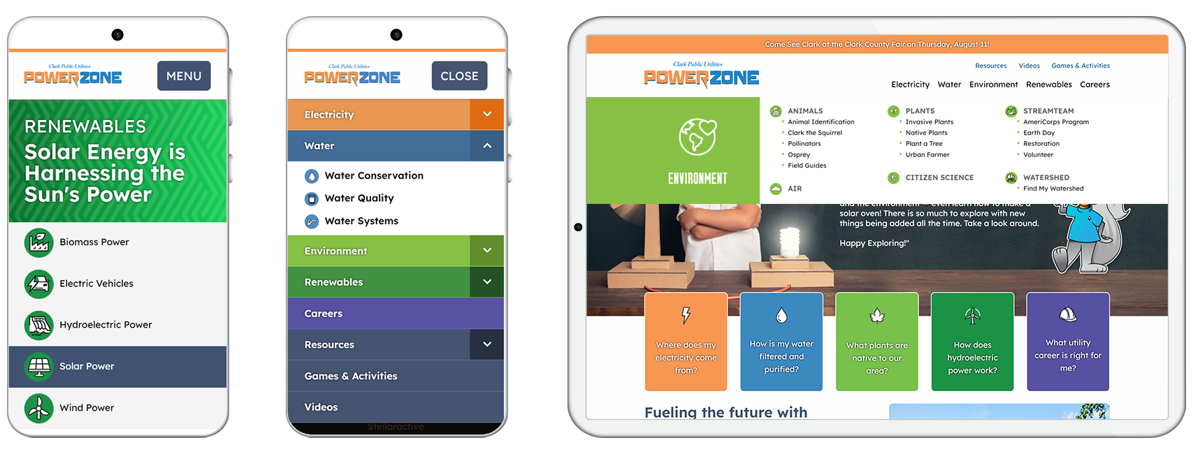 Portfolio website design tablet and mobile Clark PowerZone