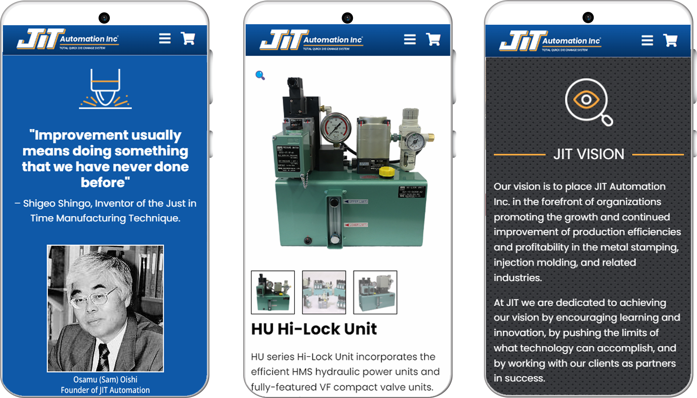 Portfolio JIT automation website mobile