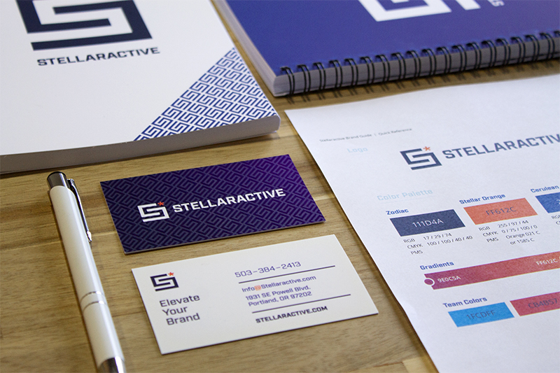consistent branding between business cards, color palette, and other brand collateral