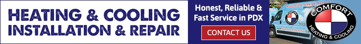 CHC24display-ads_728x90 Heating and cooling service banner for Comfort Heating & Cooling, emphasizing fast service and reliability in PDX.