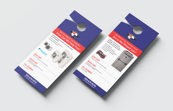 door-hanger-mbl Promotional door hangers showcasing HVAC service discounts, not related to Stellaractive's digital marketing services.