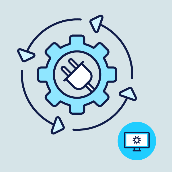 Icon representing web development tools, focusing on integration and optimization for digital marketing strategies.